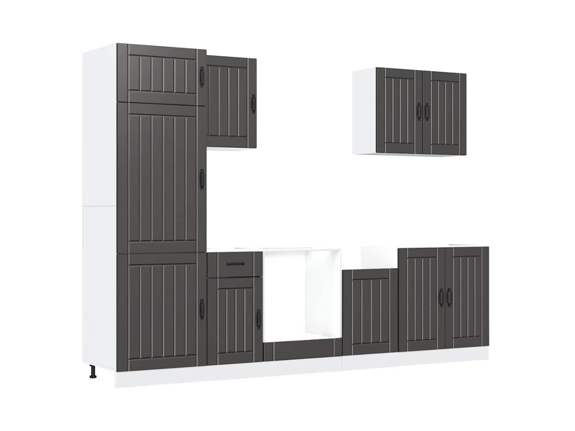 Conjunto 7 armário de cozinha conjunto Kalmar VIDAXL preto
