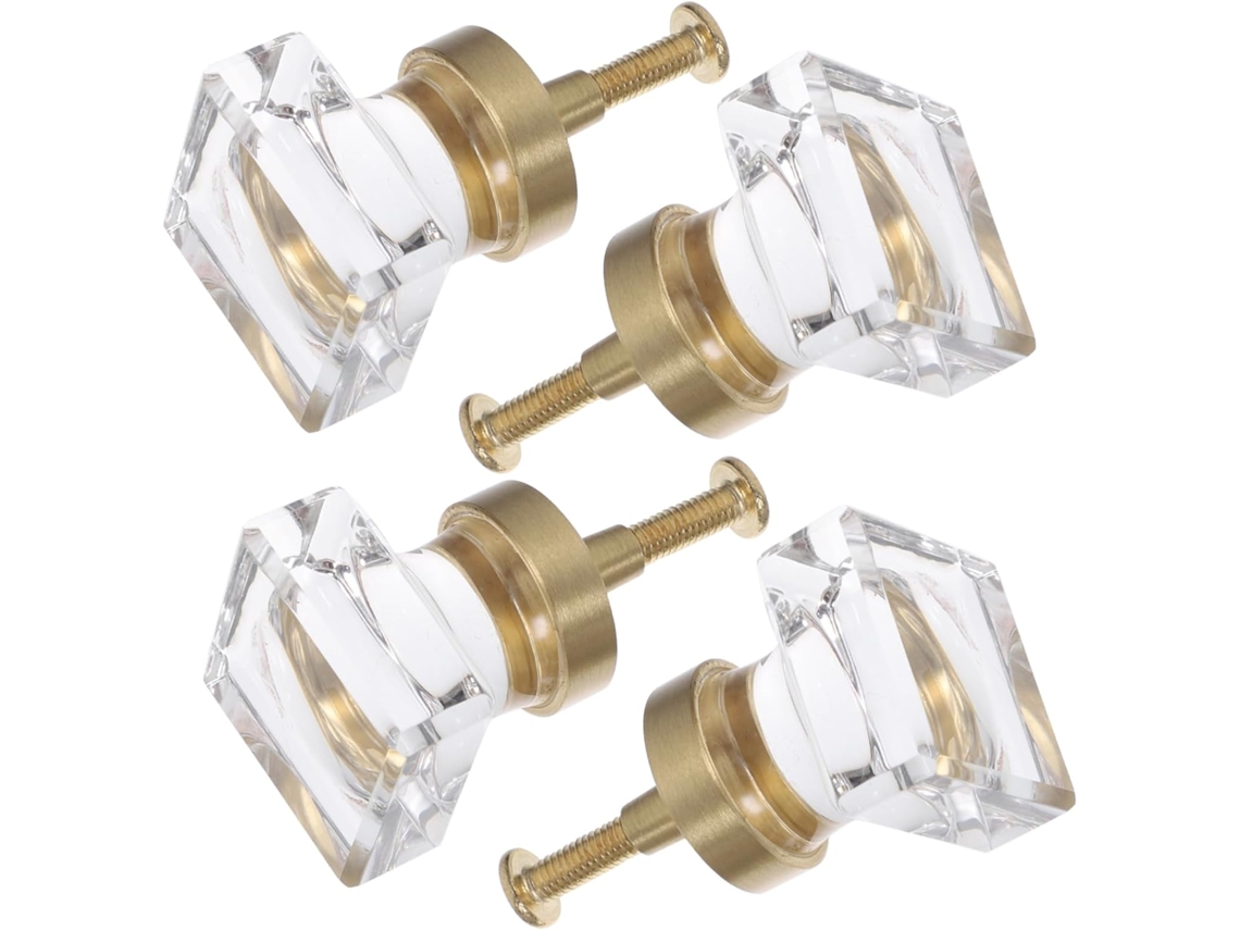 Conjunto De 4 Puxadores Transparentes Para Gavetas, Botões Para Móveis E Zircônia Para Armários.