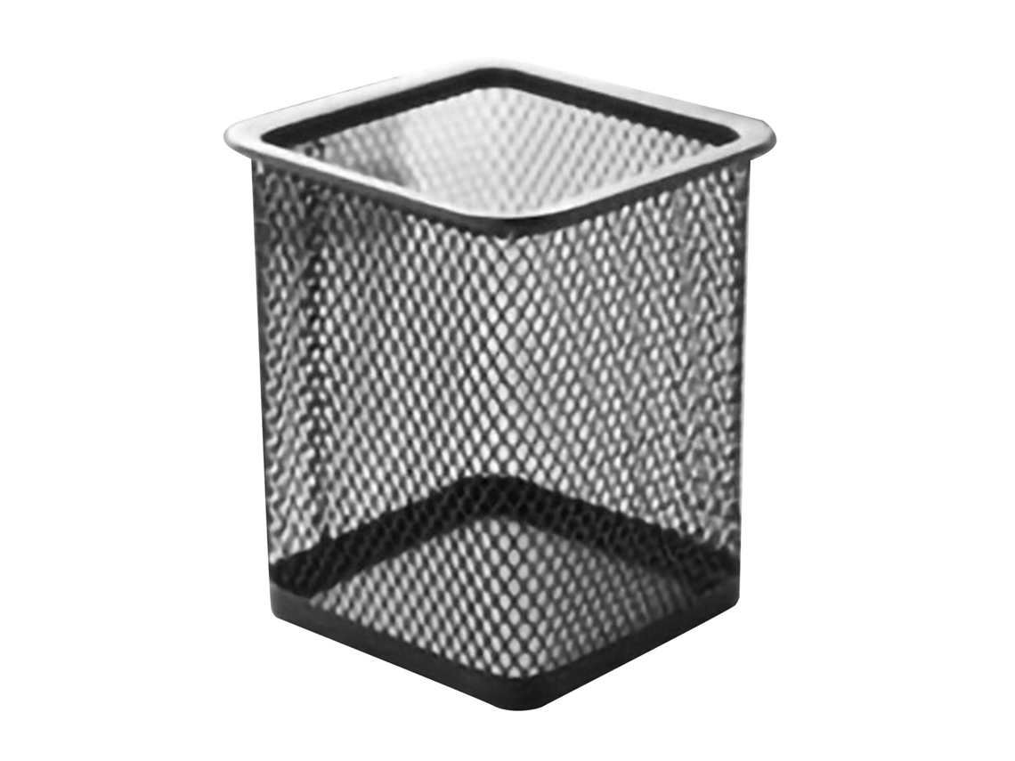 Porta Lápices De Metal Malla Tetragonal Negro Para Oficina Mesa Almacenaje Moda