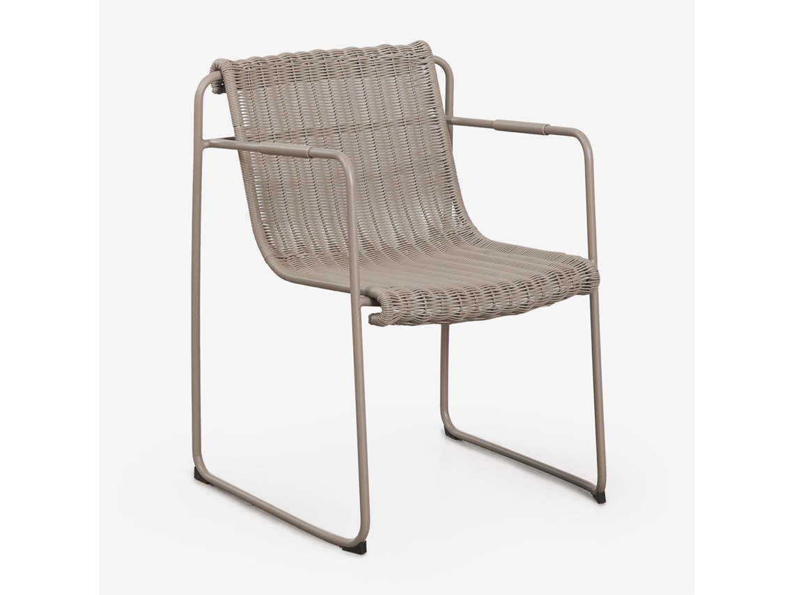 Cadeira de Jardim Empilhável com Apoios de Braços em Rattan Sintético Revia SKLUM