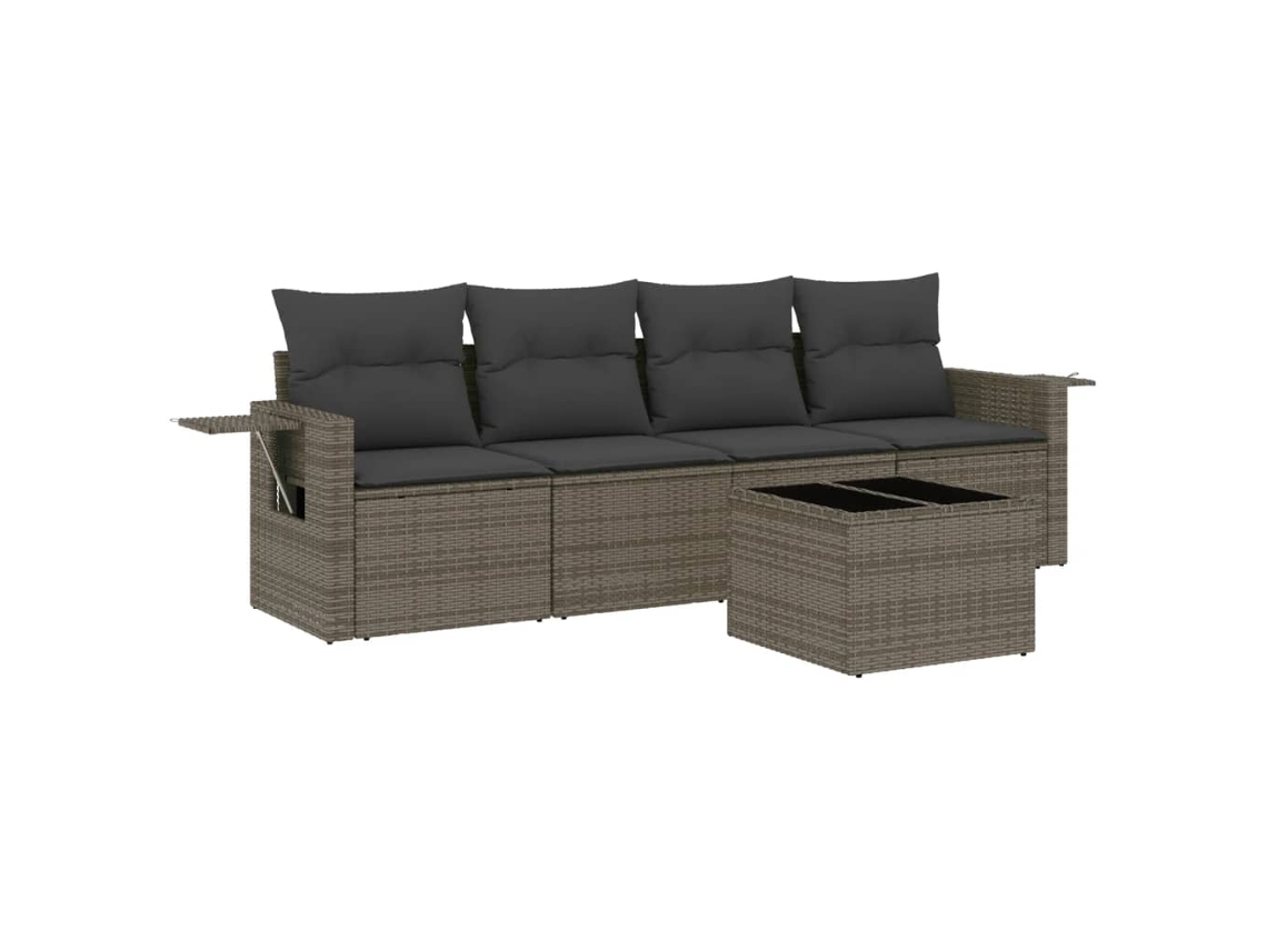 Conjunto de 5 Sofás de Jardim com Almofadões Vime Pe Cinzento MAISON EXCLUSIVE (5 pcs)
