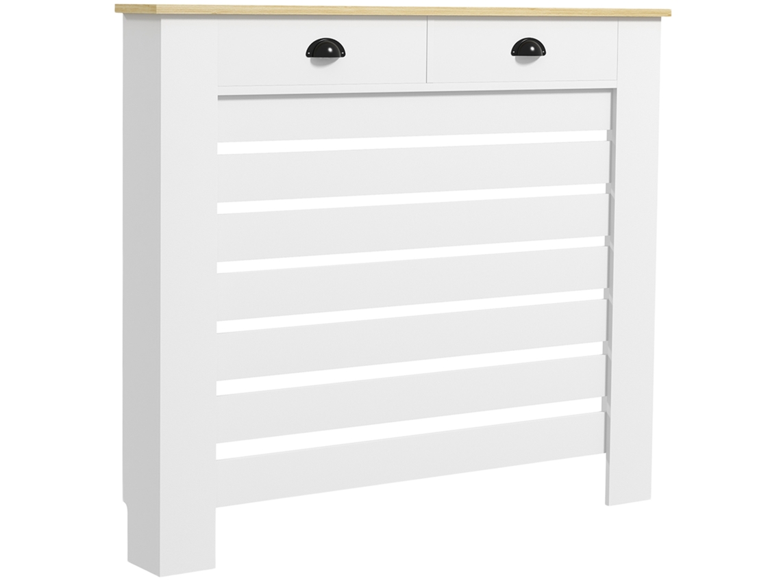 Tampa de Radiador MDF com 2 Gavetas para Sala ou Quarto 111x19x95,5 cm Branco S/MARCA