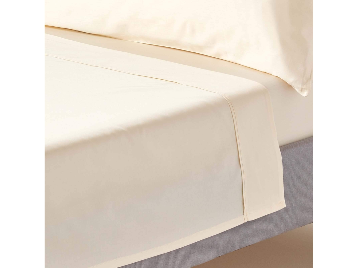 Homescapes Cream Organic Cotton Flat Sheet 400 Tc, 240 X 275 Cm