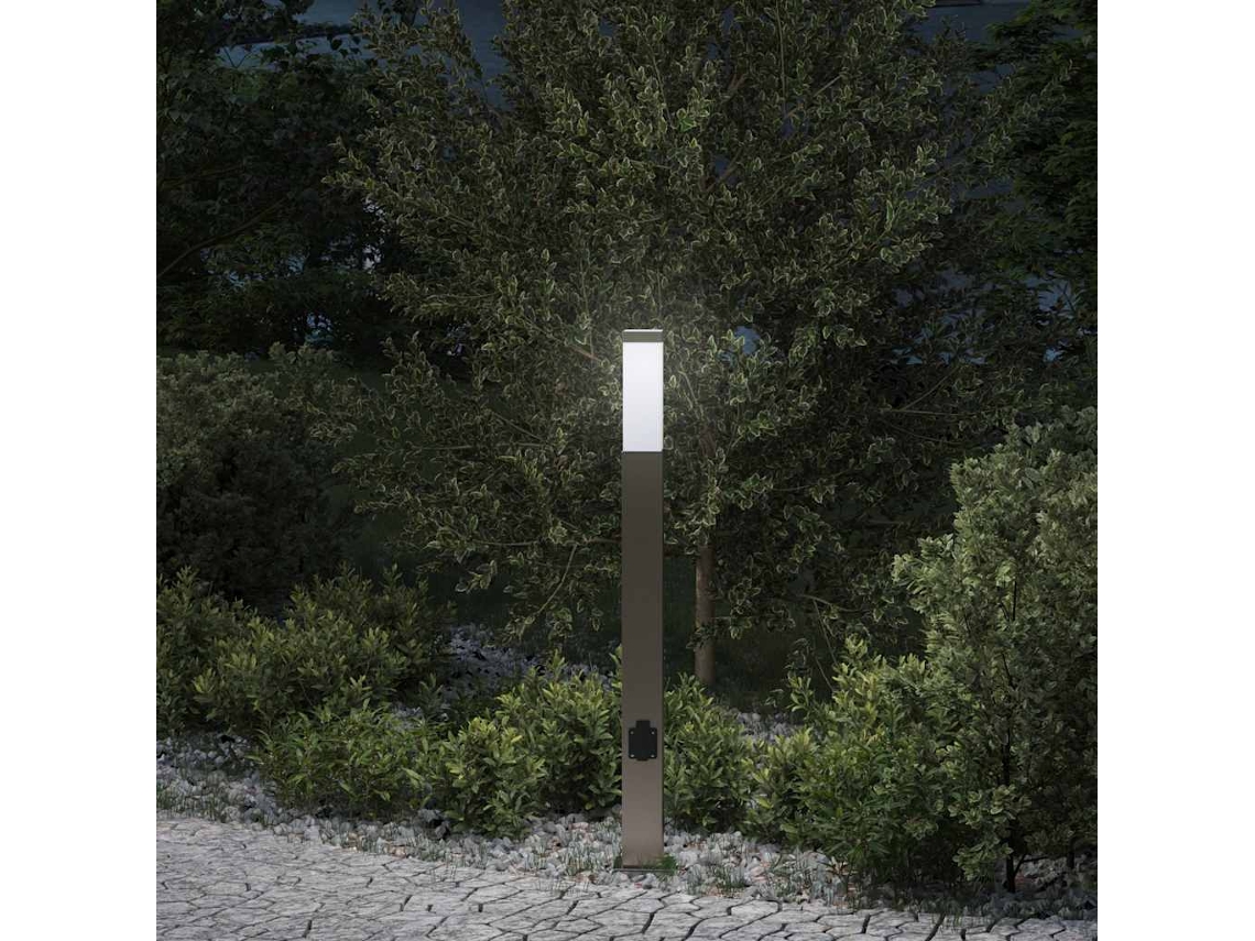 Vidaxl Luminária De Poste Com Tomada, 80 Cm, Aço Inoxidável, Ip44