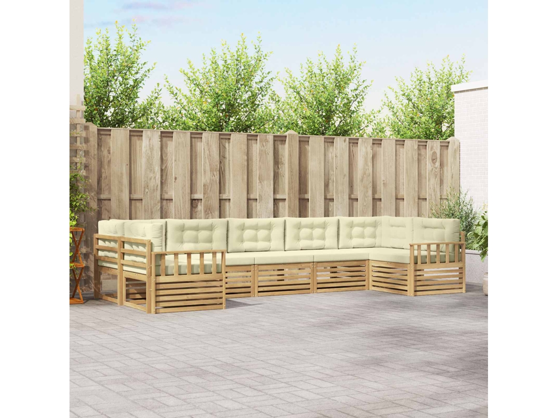 Vidaxl Conjunto De Sofás Para Exterior 7 Unid. Branco E Creme