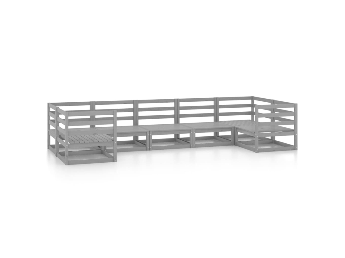 7 Pcs Conjunto Lounge de Jardim Pinho Maciço MAISON EXCLUSIVE