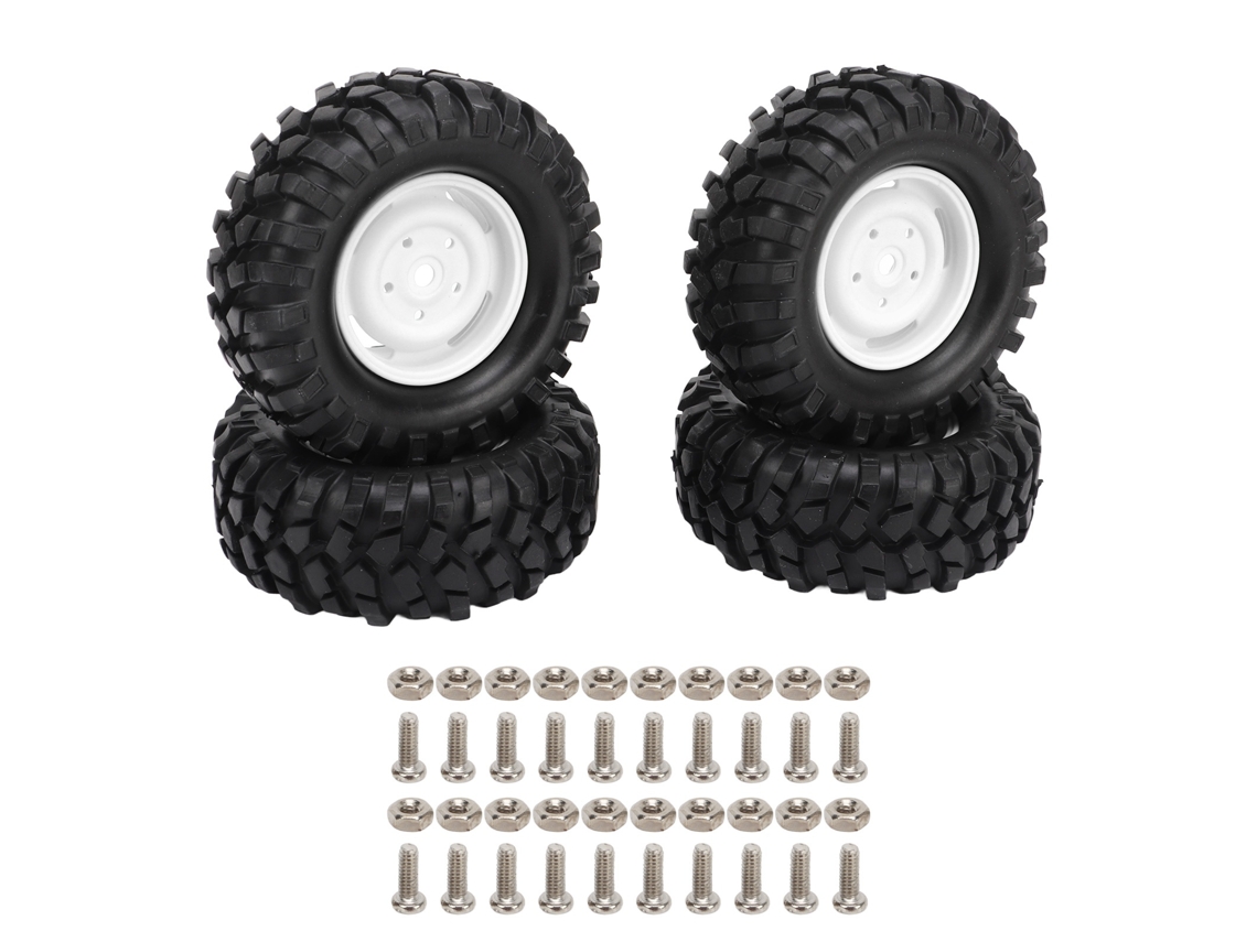 Mali 4 Pneus de Borracha para Carro Rc Off Road Veículo de Escalada Diâmetro 96mm Branco