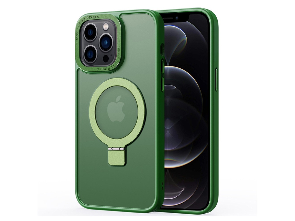 Suporte Casa Magsafe Para Iphone 12 Pele Sintética Magnética Verde