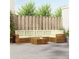 Vidaxl Conjunto De Sofás Para Exterior 6 Unid. Natural E Creme