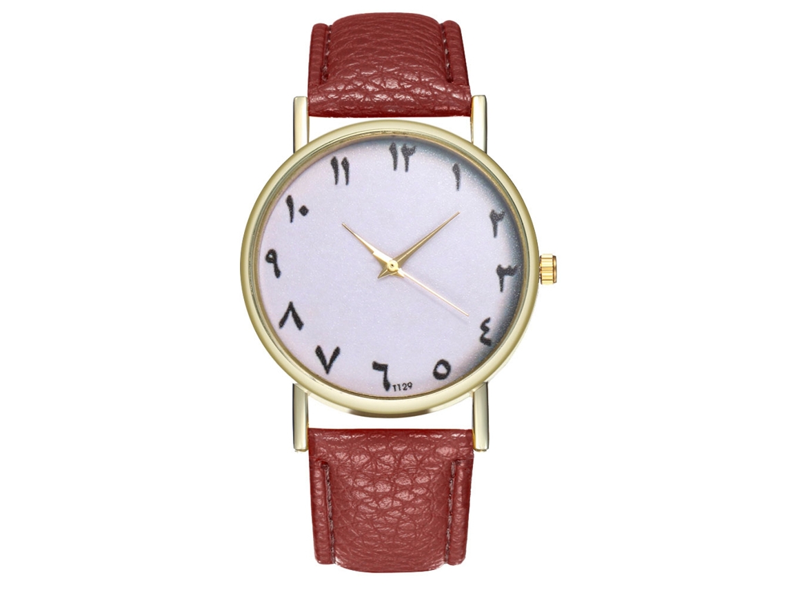 Relógio de Pulseira de Quartzo com Pulseira Pu Estilo Simples Moderno Redondo Café