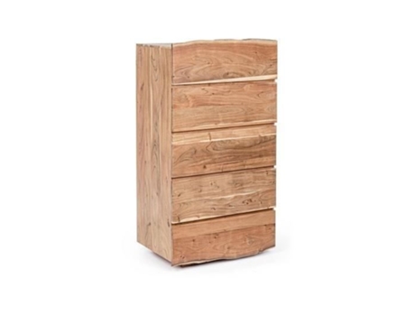 Chiffonier Bizzotto Aron 5 Gavetas Madeira De Acácia Acabamento Em Poliuretano