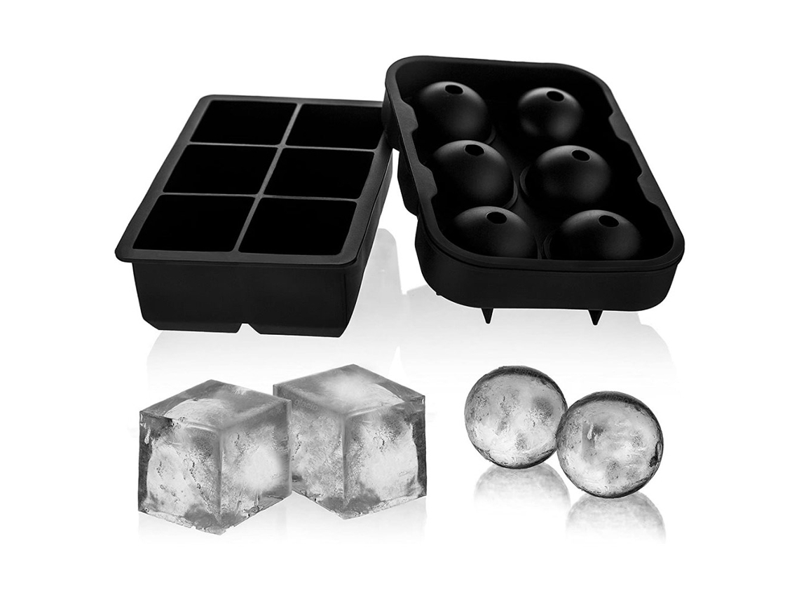 Formas Para Gelo Silicone Conjunto Com 2 Unidades Fabricador De Bolas De Gelo Com Tampa E Formas Quadradas Grandes, Reutilizáveis E Sem Bpa