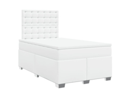 Cama Boxspring com Colchão 120x190 cm Couro Artificial Branco MAISON EXCLUSIVE