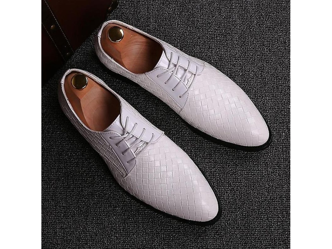 2026 zapatos de Cuero Formales Hombre Oxford Rojo Geométrico para Negocios Fiesta Boda Tipo Basic Ybqjoo 48 Blanco