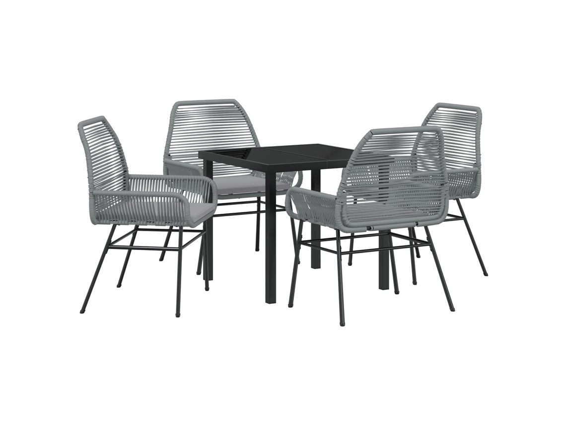 Conjunto 5 De Jantar De Jardim Com E Travesseiros Vidaxl Cinza Rattan Poliéster