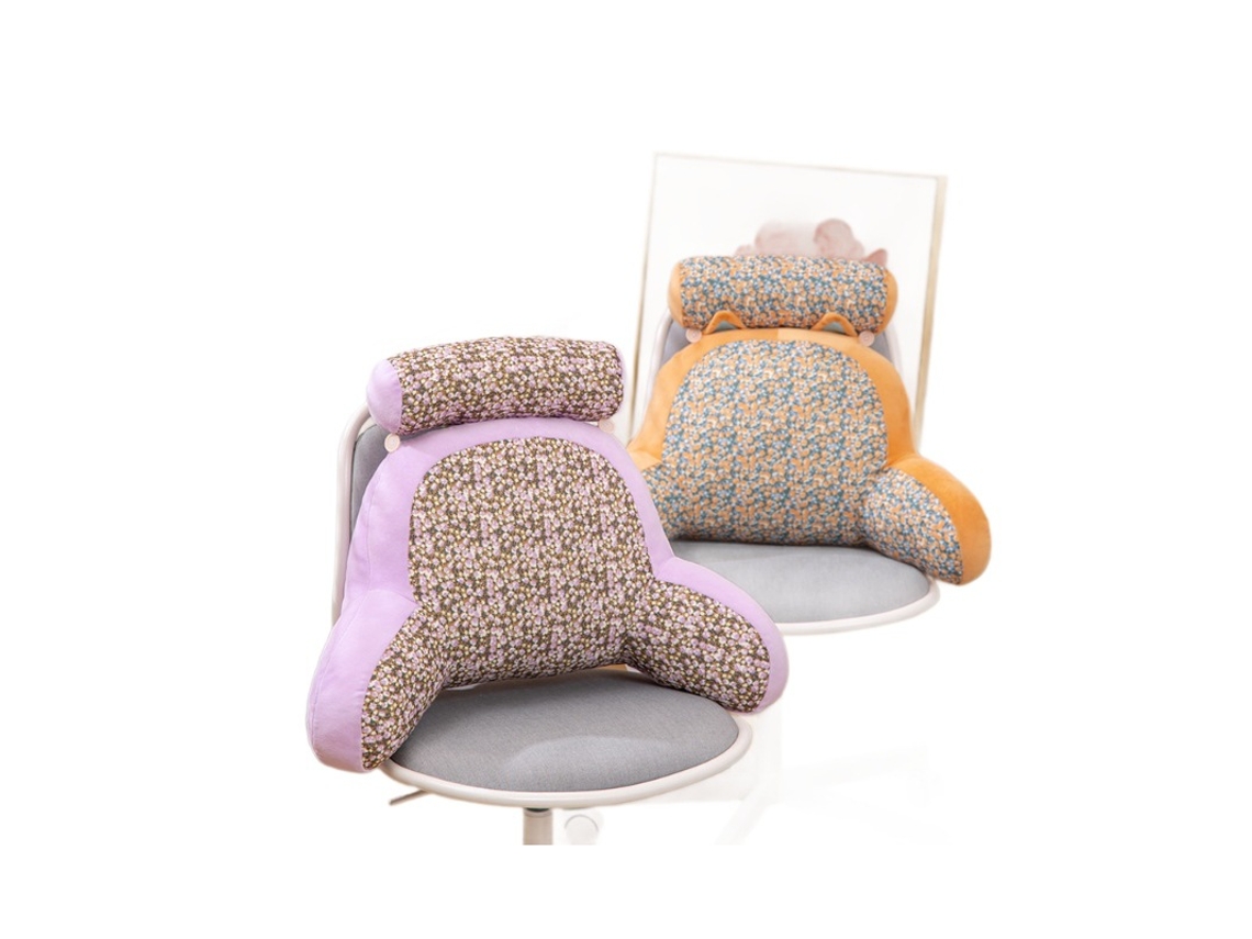 Almofada Lombar Floral Estampada Amarelo Gengibre Estilo Fresco CHABERLU