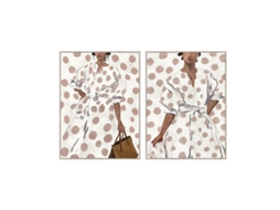 Pintura Home Esprit Branco Castanho Mulher Urbana 90 X 4 X 119,5 Cm (2 Unidades)