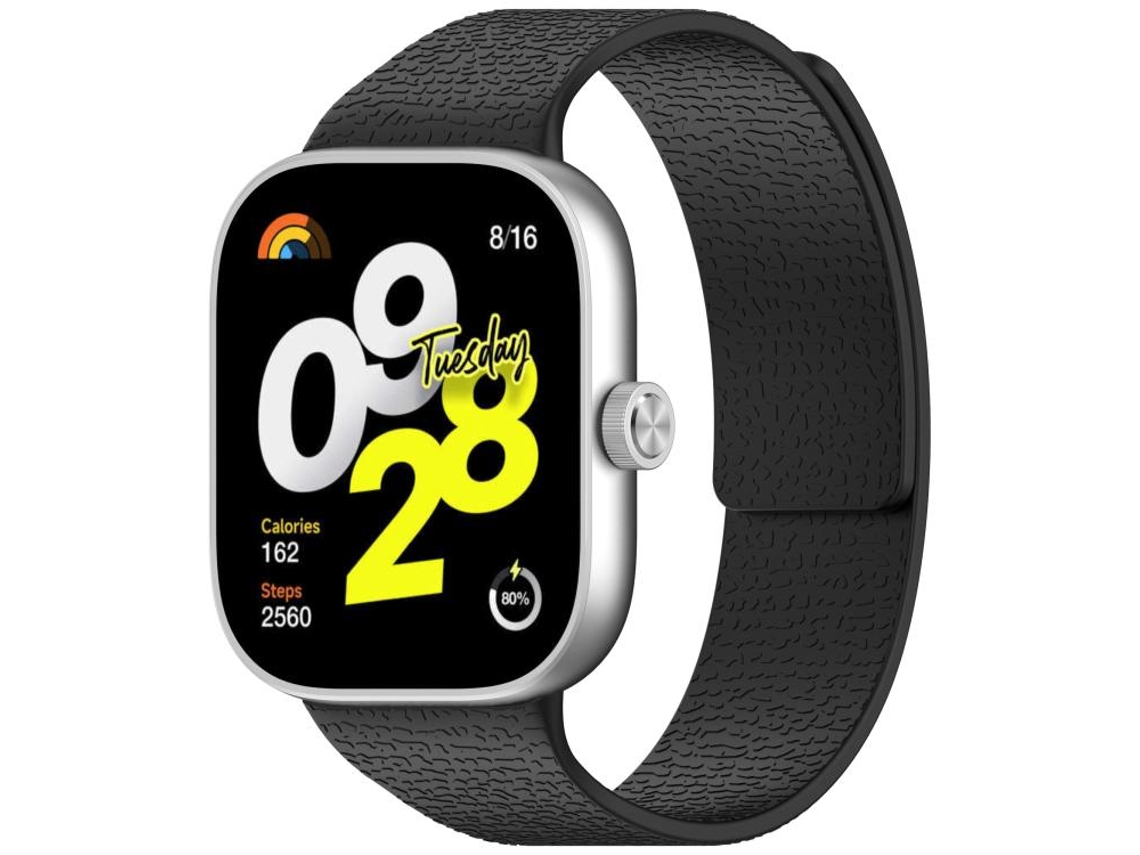 Bracelete para Xiaomi Band 9 Pro / 8 Pro Silicone Macio Magnético Textura de Lichia com Plugue de Metal Preta XIAOMOYU