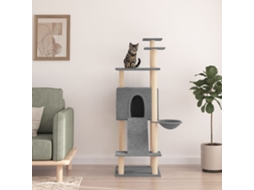 Vidaxl Árvore P/ Gatos C/ Postes Arranhadores Sisal 153 Cm Cinza-claro