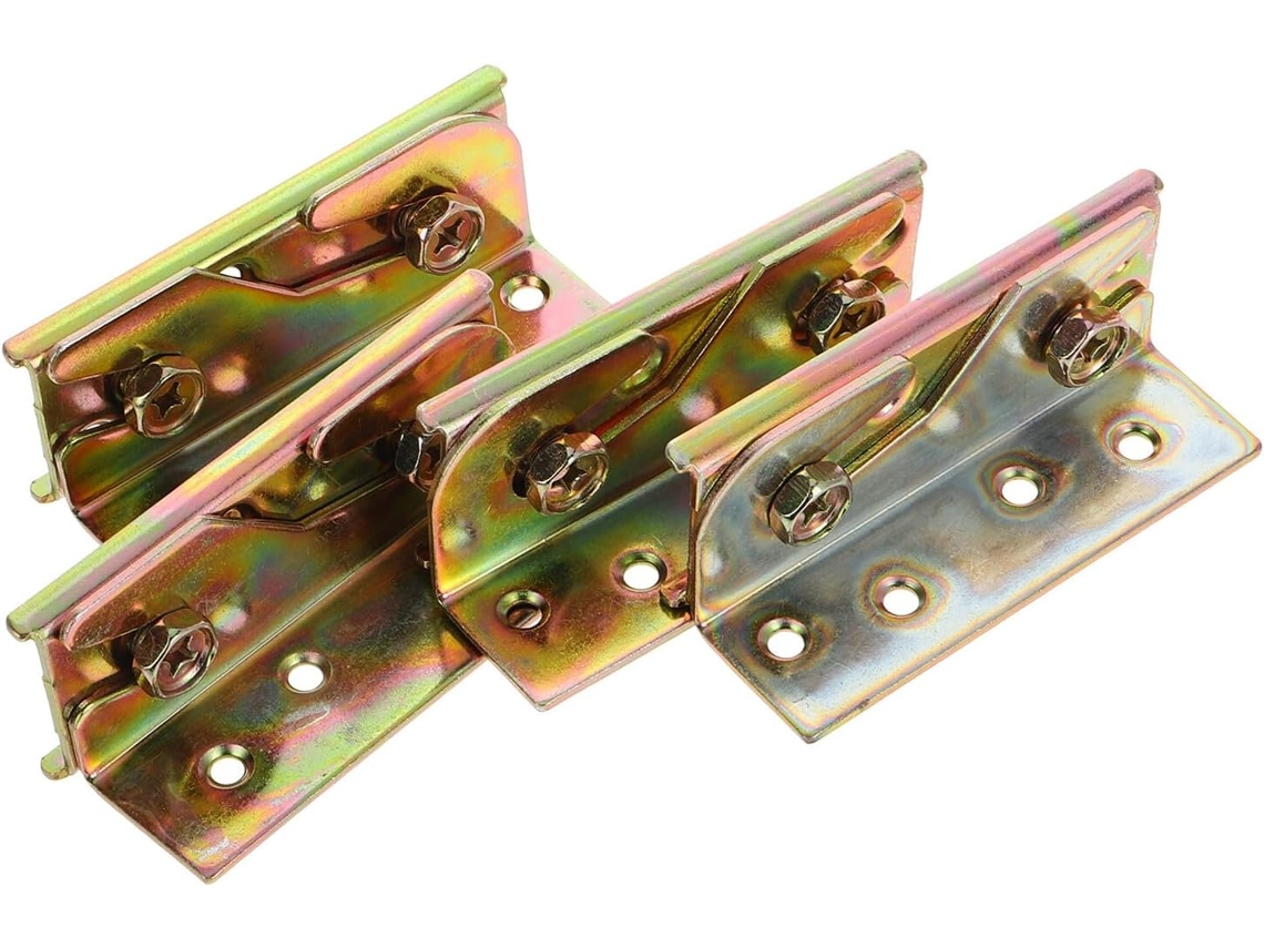 Conjunto De 4 Dobradiças Ferro Reforçado Abaodam Com Parafusos Para Estruturas Cama E Cabeceiras, Seguras E Confiáveis
