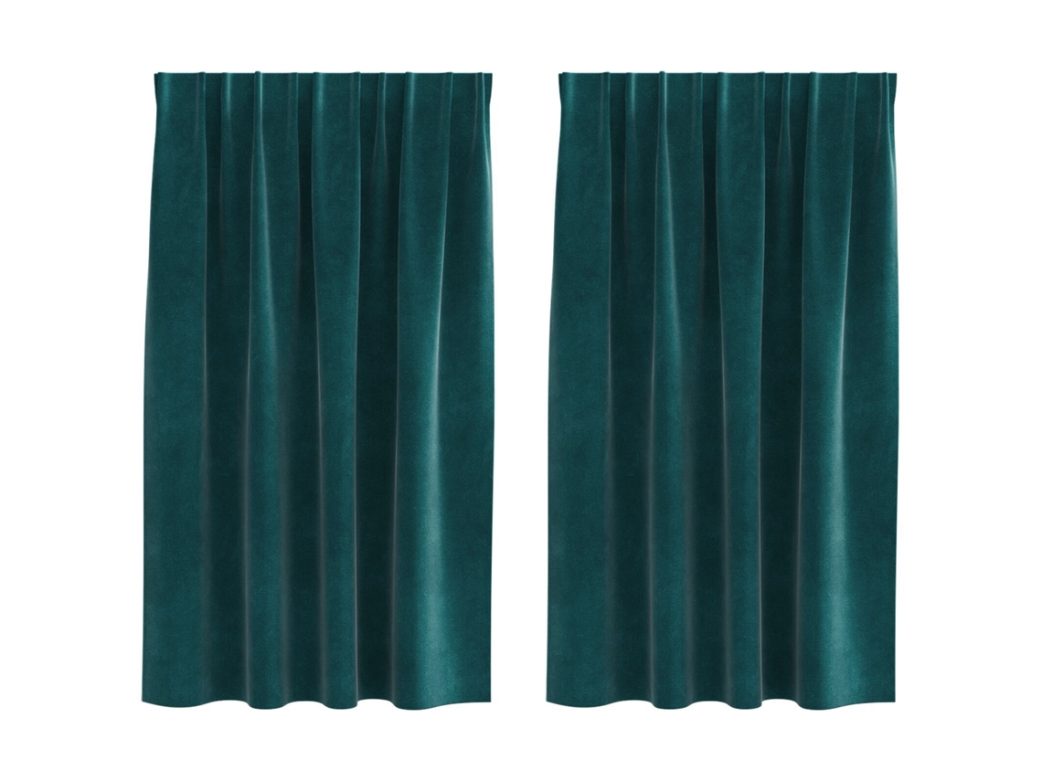Conjunto 2 Cortinas Opacas Vidaxl Verde Veludo (140 X 140 Cm)