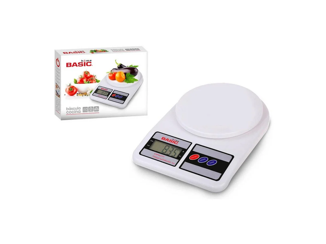 Balança de Cozinha Basic Home Digital Lcd 7 kg Branco 23 X 16 X 3,6 Cm