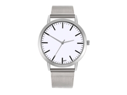 Relógio analógico de quartzo Zhoulianfa de estilo simples com pulseira de malha (prata + branco)