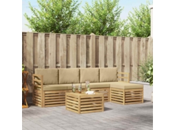 Vidaxl Conjunto De Sofás Para Exterior 6 Pcs Branco E Bege Poliéster