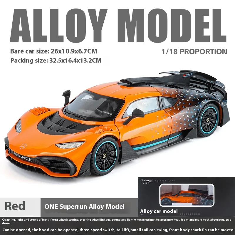 (laranja) Miniatura Em Escala 1:18 Do Supercarro Amg One Com Som E Luzes - Clássico De Colecionador