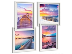 Composição De Quadros Paisagens Da Natureza Montanhas Vistas Espelharte (4 Peças)