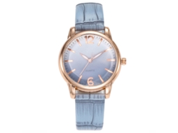 Relógio de Pulso Feminino de Moda Simples com Correia Pu e Movimento de Quartzo (azul)