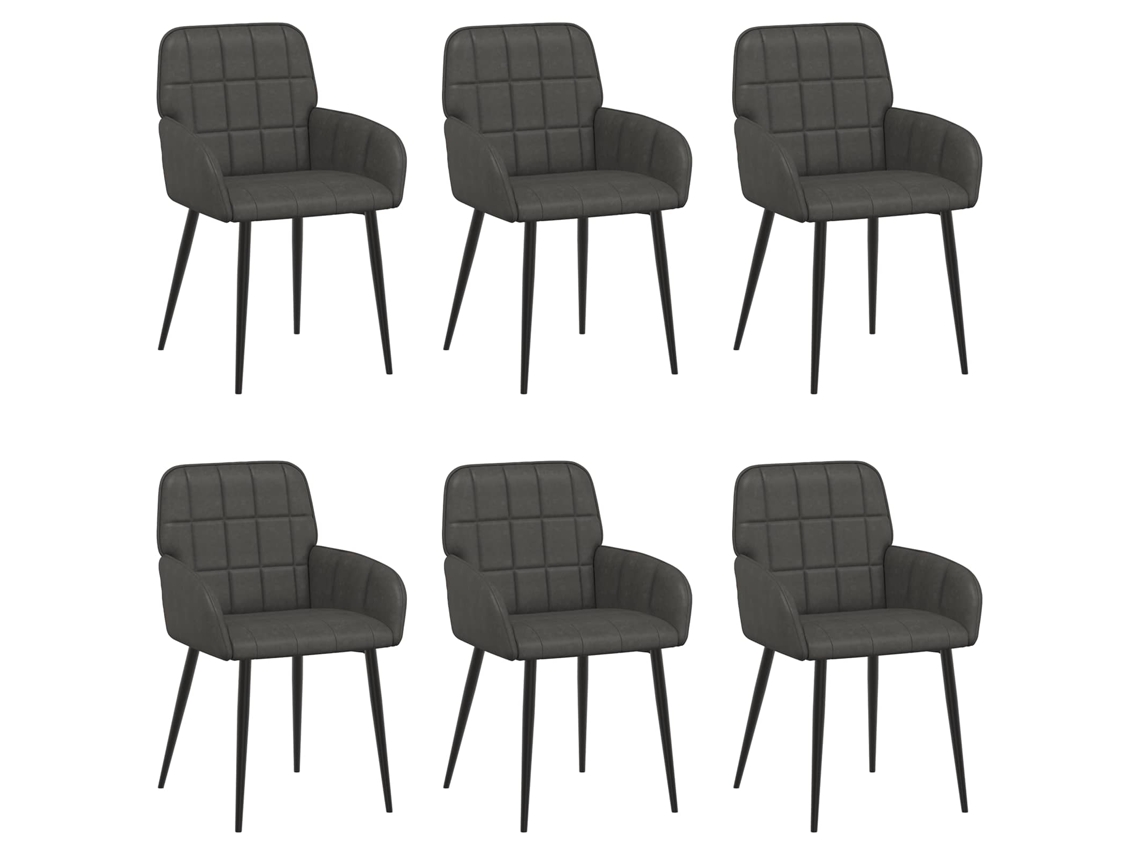 Conjunto 6 Cadeira De Jantar Vidaxl Preto Couro Sintético (57 X 50 X 85 Cm)