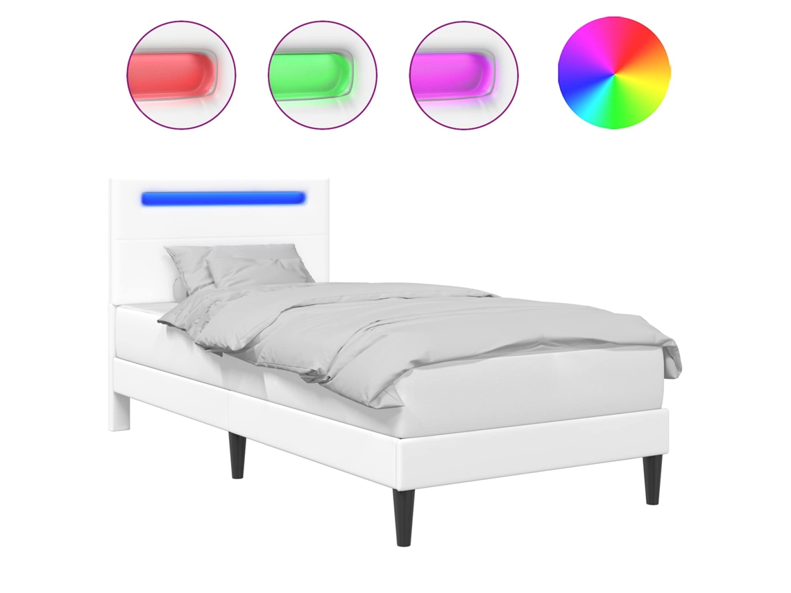 Vidaxl Estrutura Da Cama Branco 100 X 200 Cm Couro Sintético