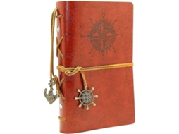 Caderno de couro de 18 cm, caderno espiral recarregável, diário de viagem clássico em relevo com páginas em branco e enfeites vintage da Slowmoose.