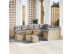Vidaxl Conjunto De Sofá De Jardim 12 Unid. Bege Vime Pe