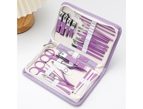 Kit de manicure profissional Baykar Qt10 roxo com 30 peças e cortador de unhas