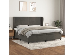 Vidaxl Cama Com Molas/colchão 200x200 Cm Veludo Cinzento-escuro