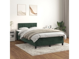Cama Boxspring Com Colchão 120x200 Cm Veludo Verde-escuro