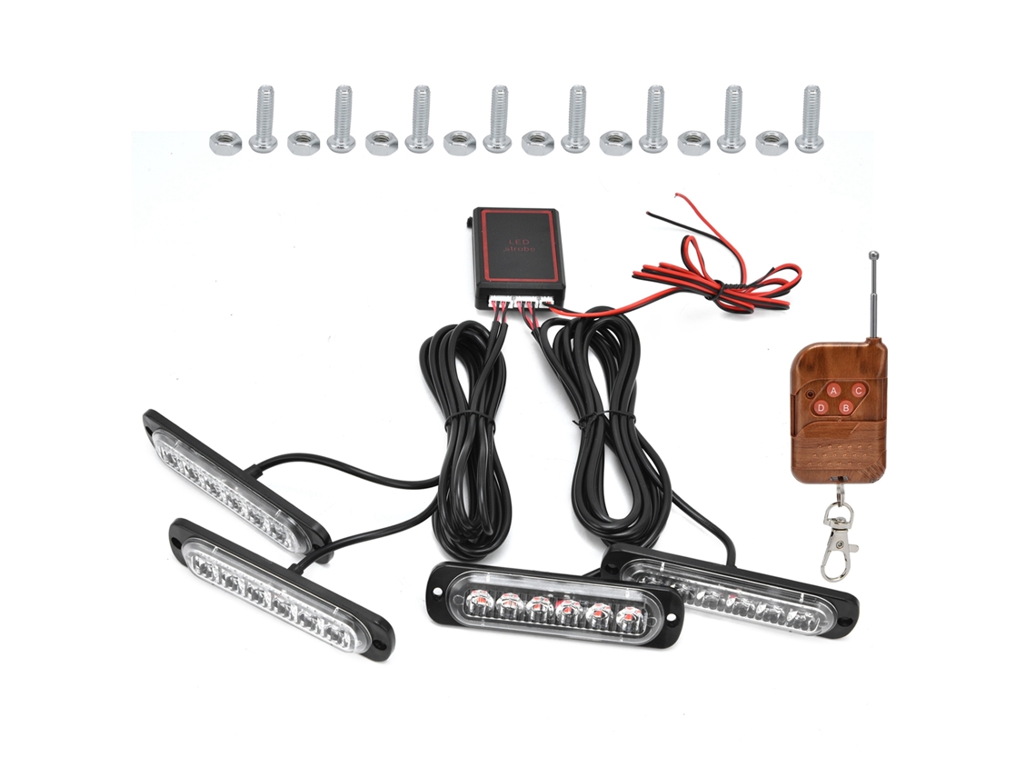 2026 luz de Emergência Led 4x6 para Carro com Strobe Vermelho Azul e Controle Remoto 12v