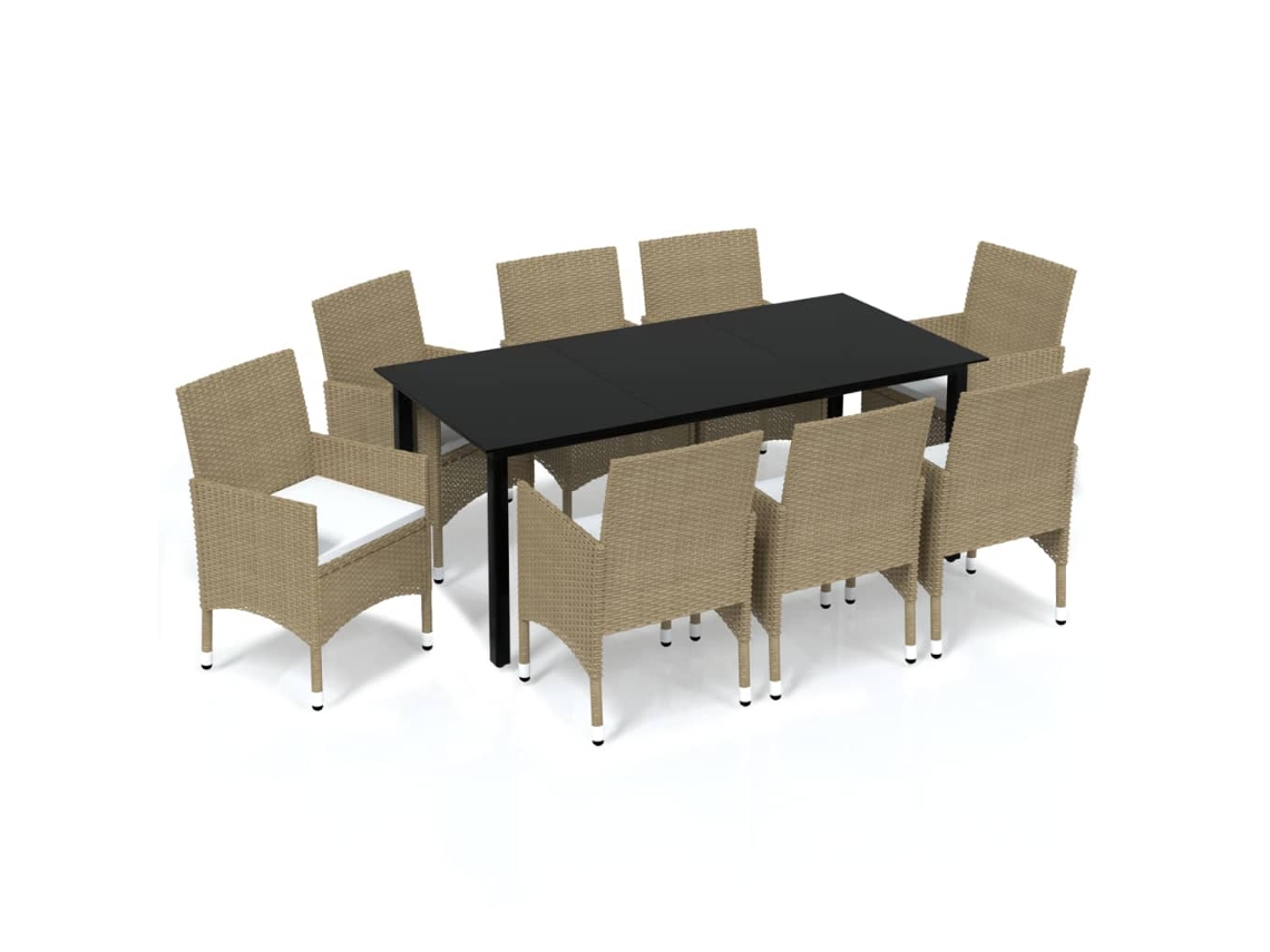Dining Set, Dining Sets Vidaxl Bege Rattan / Vime (mesa Com 190 Cm De Comprimento)