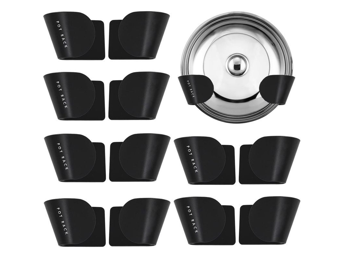 Suporte NOVA LINE ajustável para tampas de panelas, preto, 6 pares