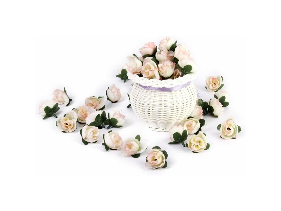 50 Unidades de Rosas Artificiais de 3 Cm para Decoração de Casa, Casamento e Festas, Cor Champanhe. AQUAFORGE