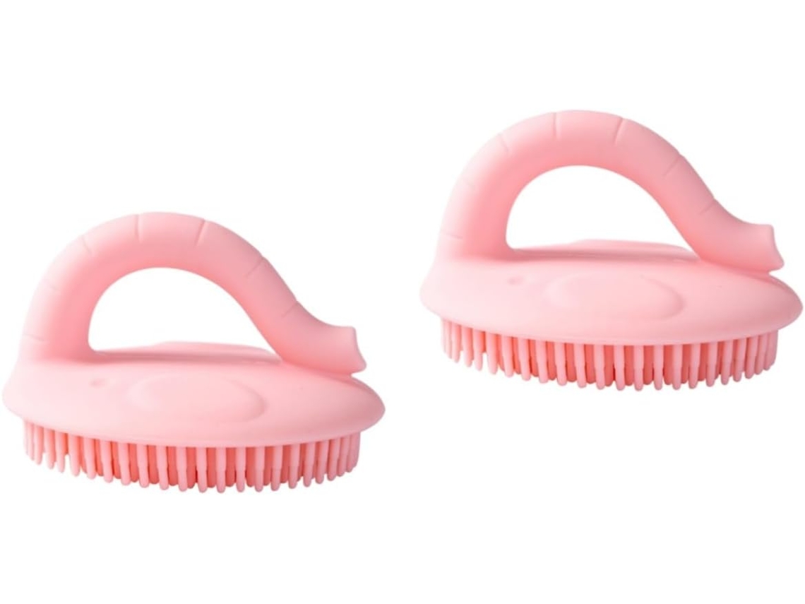 Conjunto De 2 Escovas Banho Silicone Vicasky Para Meninos E Meninas, Escova Portátil Macia E Flexível Para Bebês, Rosa