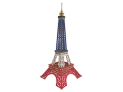 Maquete 3d Em Madeira. Torre Eiffel, Paris. 94 Peças. Cores Da Bandeira Francesa. 25x25x58 Cm.