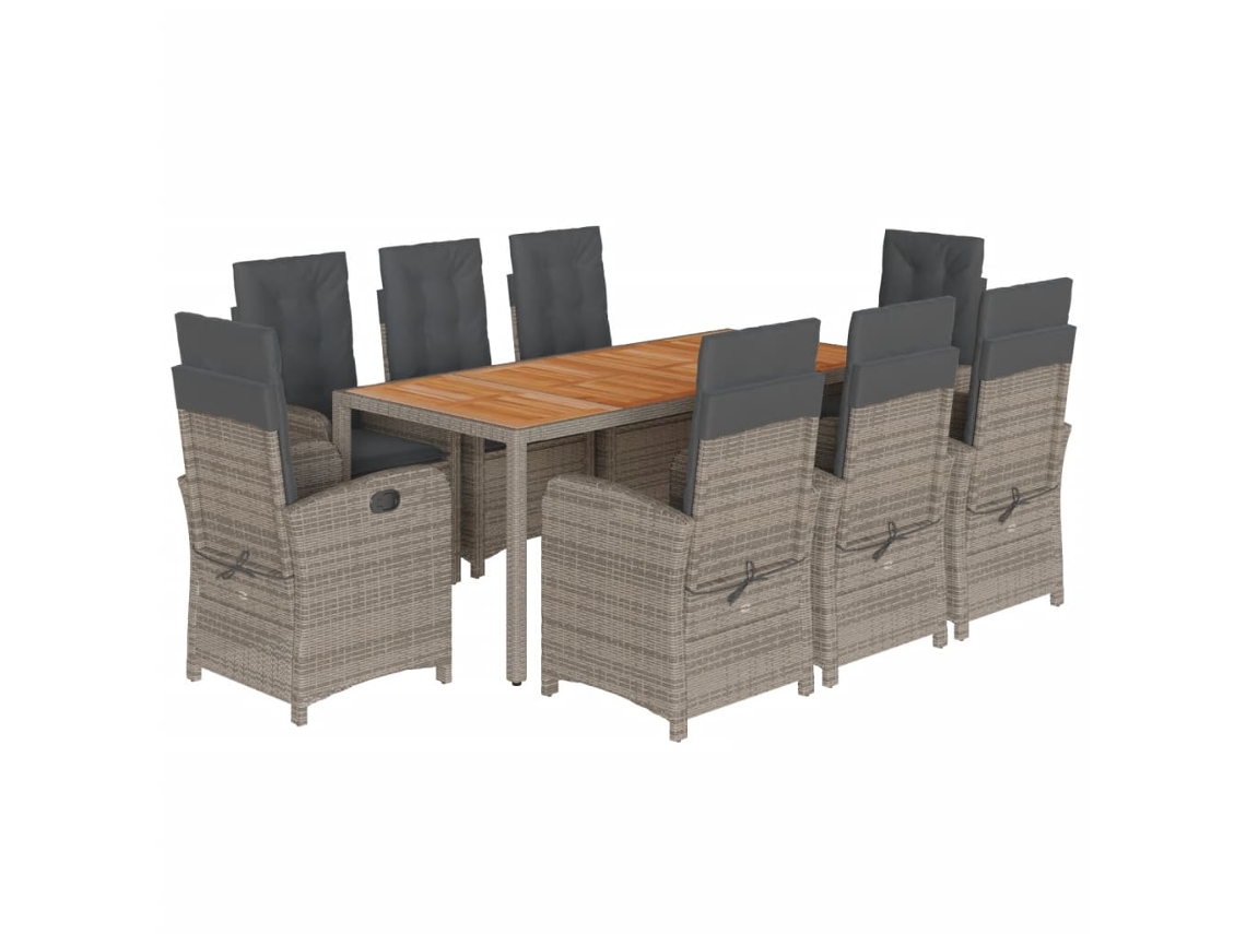 Garden Dining Set, Garden Dining Sets Vidaxl Cinzeto Rattan / Vime (mesa Com 190 Cm De Comprimento)