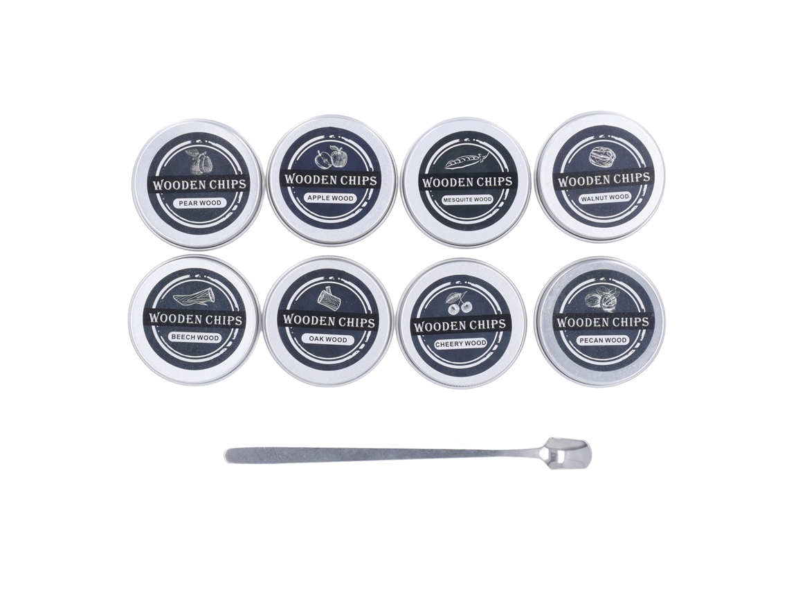 Mali conjunto de 8 Sabores de Chips de Madeira Natural para Fumar Cocktails Whiskey Barbecue Apple Oak Hickory Cherry