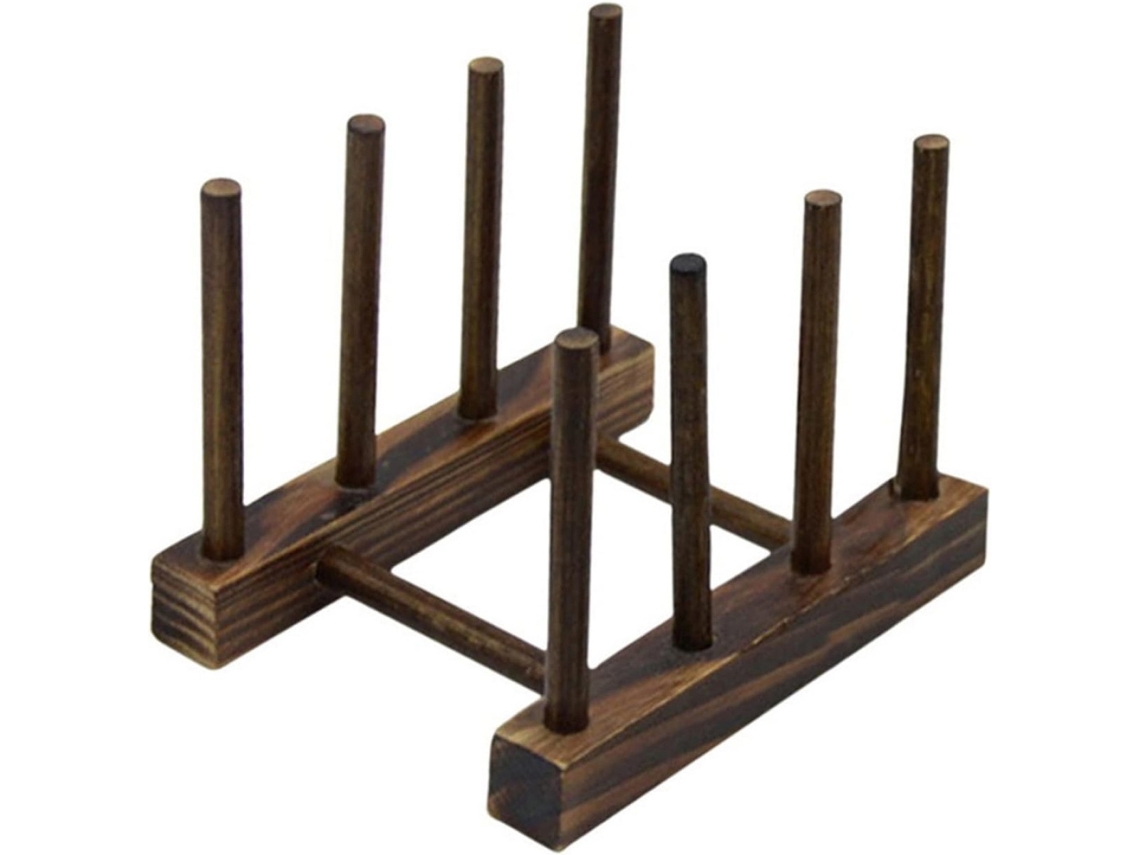 Escorredor De Teca Para Organizador Multifuncional, Organizador De Pratos De Bambu, Design Dobrável, Armazenamento Compacto, Madeira Natural, Material