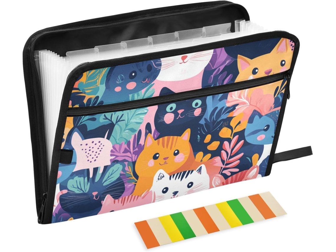 Pasta Suspensa Com 13 Bolsos, Tamanho A4, Com Fecho De Zíper, Ideal Escola, Casa, Escritório, Sala De Aula, Com
