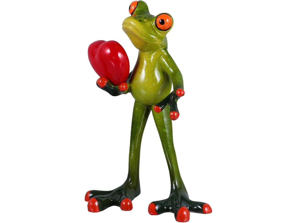 Estatueta Resina Verde Esculpida Coração Perfeita Decorar Jardim Painel Carro Enfeite Divertido Original Sapo GOKOCO