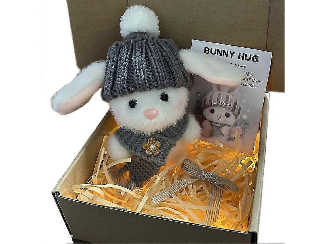 Coelhos De Pelúcia Mini Led Presente Cinza, 2 Unidades